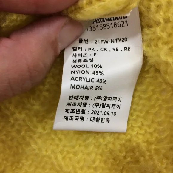 RE_L Womens Cropped Cardigan Sweater Cable Knit Wool Blend Button Up Yellow - Picture 6 of 6